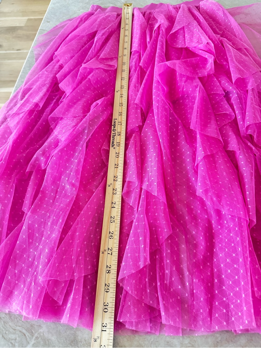Sincerely Jules NWT Hot Pink Swiss Dot Tulle Ruffle Midi Skirt Size Large - Picture 9 of 10
